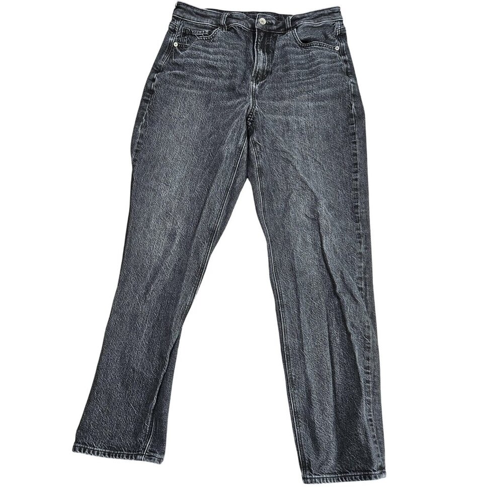 American Eagle Strigid Straight Jeans Womens 10 Charcoal Wash High Rise Stretch